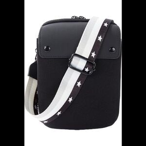 Denise Austin Neoprene Guitar Strap Crossbody Bag Black